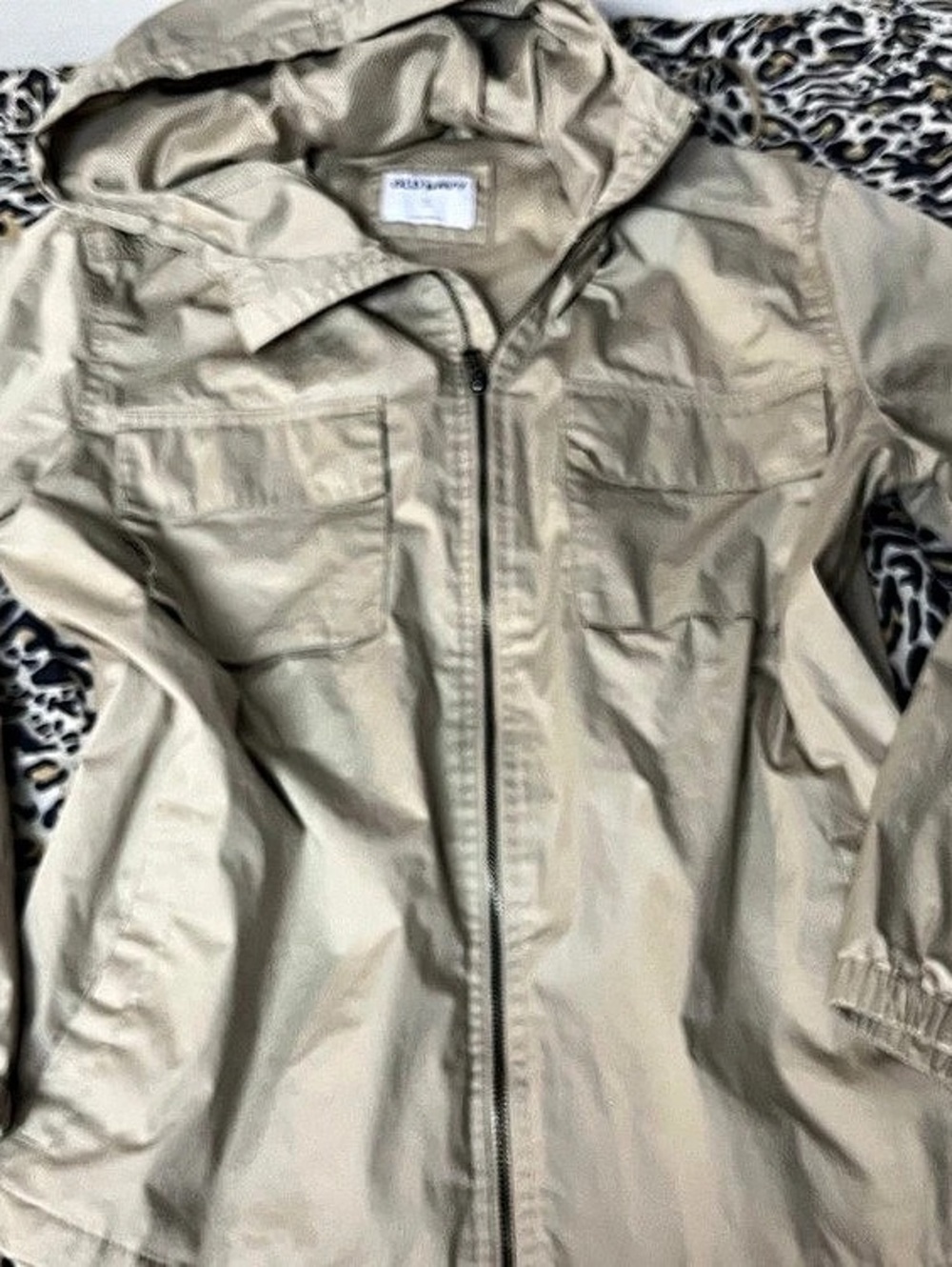 Old Navy Hooded Utility Jacket Beige Size Small Like New
